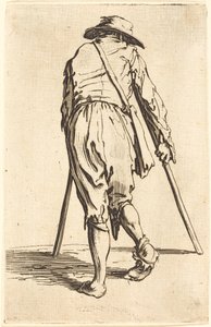 Koldus mankóval és kalappal, hátulnézet alkotó: Jacques Callot