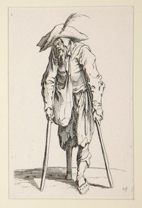 Falábú koldus, a The Beggars-ből (Le mendiant a la jambe de bois) alkotó: Jacques Callot
