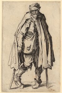 Koldus mankóval és válltáskával, 10. lap a „Koldusok” sorozatból alkotó: Jacques Callot