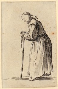 Koldusnő rózsafüzérrel, a „Koldusok” sorozat 7. lapja alkotó: Jacques Callot