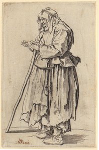 Koldusasszony alamizsnájával, a „Koldusok” sorozat 23. lapja alkotó: Jacques Callot
