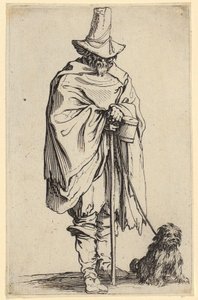 Vak ember és kutyája, a „Koldusok” sorozat 22. lapja alkotó: Jacques Callot