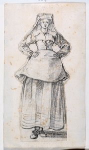 Bourgeoises Dans Differentes Attitudes, Prints Album 21, 304. szám (kréta papíron) alkotó: Jacques Callot