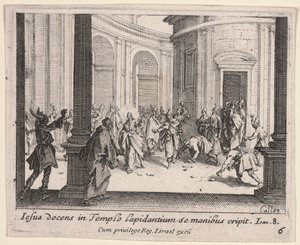 Krisztust megkövezték a templomból alkotó: Jacques Callot