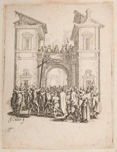 Krisztus bemutatta a népnek, sz. 9/11 a La Petite Passionból alkotó: Jacques Callot