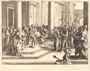 Krisztus és a házasságtörésen elhurcolt asszony, 1635. alkotó: Jacques Callot