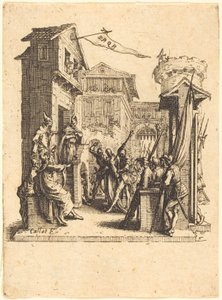 Krisztus Kajafás előtt alkotó: Jacques Callot