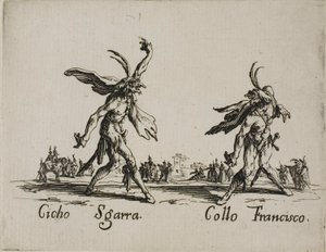 Cicho Sgarra - Collo Francisco, 6. tányér a Balli di Sfessania-tól alkotó: Jacques Callot