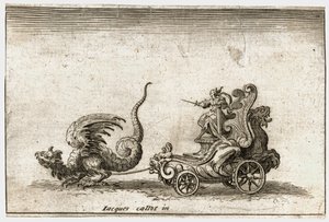Combat a la barriere: (metszet): Egy sárkány által húzott szekér ... (metszet) alkotó: Jacques Callot