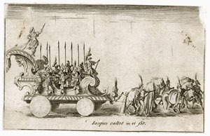 Combat a la barriere: Károly herceg belépése, a napot ábrázolva ... (metszet). alkotó: Jacques Callot