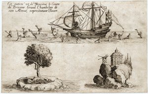 Combat a la barriere: Monsieur le Comte de Brionne, IV. Károly lotaringiai nagykamarás bevonulása ... (metszet) alkotó: Jacques Callot