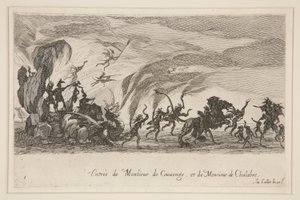 Harc? a sorompó, Monsieur de Couvonge és Monsieur de Chalabre bejárata alkotó: Jacques Callot