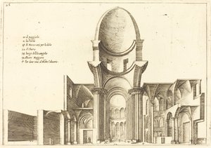 Egy templom keresztmetszete alkotó: Jacques Callot