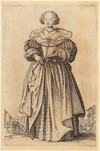 Hölgy legyezővel, a „Nemesség” sorozat 9. lapja alkotó: Jacques Callot