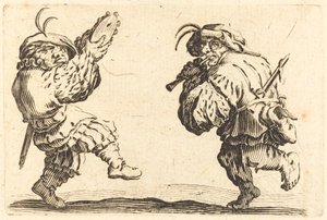 Táncosok furulyával és tamburával, c. 1622. alkotó: Jacques Callot