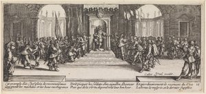 A király kitüntetéseket ad át alkotó: Jacques Callot
