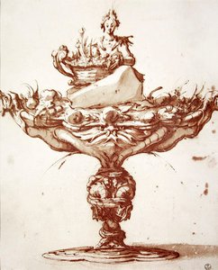 Szökőkút tervezése (tinta és mosás papíron) alkotó: Jacques Callot