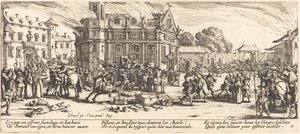 Egy kolostor megsemmisítése, c. 1633. alkotó: Jacques Callot