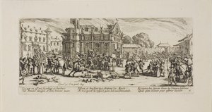 Egy kolostor megsemmisítése, hatodik lemez a háború nyomorúságából alkotó: Jacques Callot