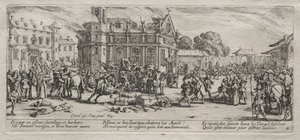 Egy kolostor pusztítása. alkotó: Jacques Callot
