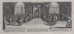 A jutalmak elosztása (Distribution des recompenses), a "The Miseries of War" című könyvből. alkotó: Jacques Callot
