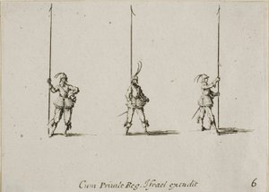Fúró emelt csukával, hatodik lemez a Katonai gyakorlatokból alkotó: Jacques Callot