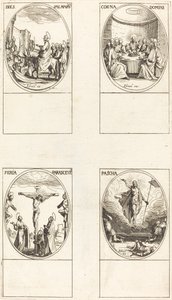 Belépés Jeruzsálembe; Utolsó vacsora; Keresztre feszítés; Feltámadás alkotó: Jacques Callot