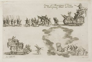 Monseigneur, Phalsbourg hercegének, a harc védőjének belépése a Harc a sorompónál című részből alkotó: Jacques Callot