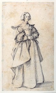 Női figura (fekete kréta papíron) alkotó: Jacques Callot