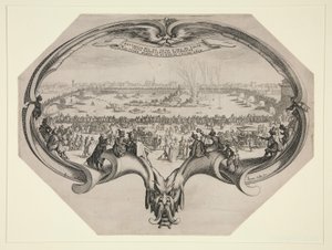 Firenzei festők és takácsok ünnepe, 1619. július 25-én az Arnón. alkotó: Jacques Callot