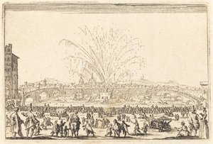 Tűzijáték az Arnón, Firenzében alkotó: Jacques Callot