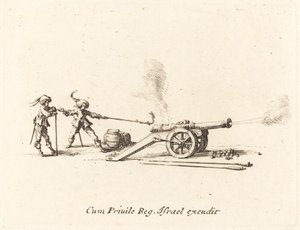 Az ágyú elsütése, 16341635. alkotó: Jacques Callot