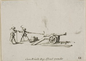 A Canon tüzelése, tizenkettes lemez a Katonai gyakorlatokból alkotó: Jacques Callot