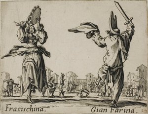 Fracischina - Gian Farina, 17. lemez a Balli di Sfessania-ból alkotó: Jacques Callot