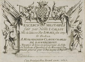 Frontispiece, a katonai gyakorlatokból alkotó: Jacques Callot