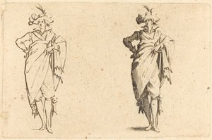 Gentleman elölről nézve csípőre tett kézzel, c. 1622. alkotó: Jacques Callot