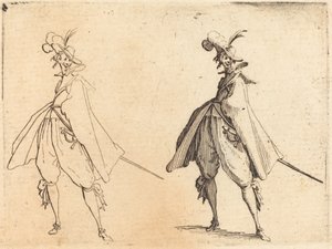 Úriember nagy köpenyben, elölnézet alkotó: Jacques Callot