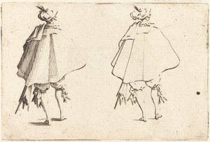 Nagy palástos úriember, hátulról nézve alkotó: Jacques Callot