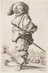 Szőrmével szegett köpenyben úriember, a „Lotharingiai nemesség” sorozatból alkotó: Jacques Callot
