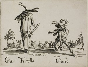 Gian Fritello - Ciurlo, 7-es tányér a Balli di Sfessania-tól alkotó: Jacques Callot