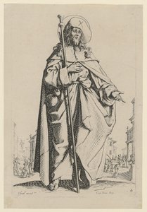Idősebb Szent Jakab, a „Jézus, a tizenkét apostol és Mária” sorozat 7. lapja alkotó: Jacques Callot