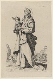 Szent János evangélista, a „Jézus, a tizenkét apostol és Mária” sorozat 8. lapja alkotó: Jacques Callot