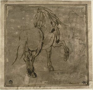 Ló, háromnegyed hátulról nézve alkotó: Jacques Callot