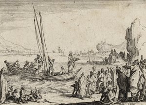 Jézus a tenger mellett prédikál, 1635 alkotó: Jacques Callot