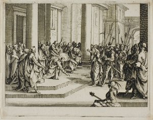 Jézus és a házasságtörő asszony, az Újszövetségből alkotó: Jacques Callot