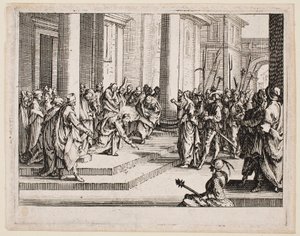 Jézus és a házasságtörő asszony, az „Újszövetség” sorozatból alkotó: Jacques Callot