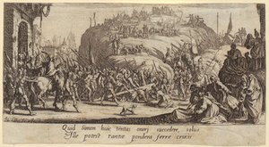 Kereszthordozás, „A nagy passió” sorozat 6. lapja alkotó: Jacques Callot