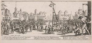 A Strapado, illusztráció A háború nagy nyomorúságaiból alkotó: Jacques Callot