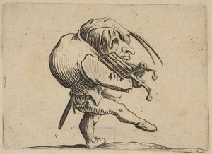 Grillezőt kaparó ember hegedű képében..., 1616-22. alkotó: Jacques Callot