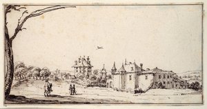 La Vieille et la Neuve Malgrange (toll és barna tinta papíron) alkotó: Jacques Callot